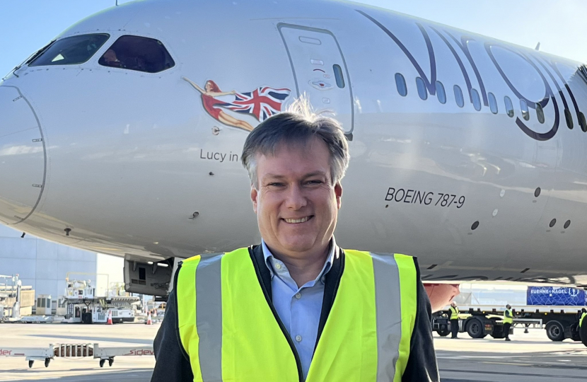 Henry Smith MP congratulates Crawley-Headquartered Virgin Atlantic Airways on the World's First 100 Per Cent Sustainable Aviation Fuel Transatlantic Powered Flight